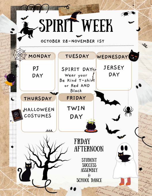 Spirit Week Oct. 28th - Nov. 1st